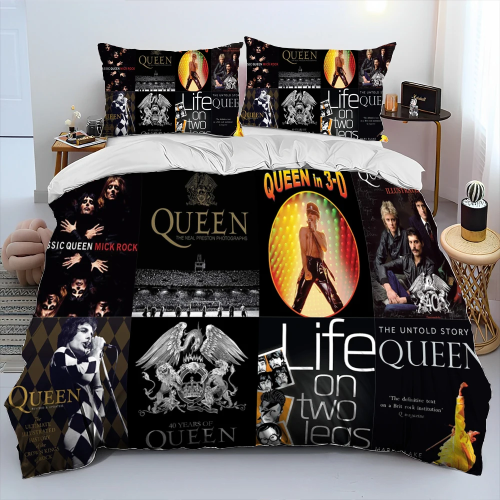 Freddie Mercury Queen-Rock-Band Comforter Bedding Set,Duvet Cover Bed Set Quilt Cover Pillowcase,King Queen Size Bedding Set