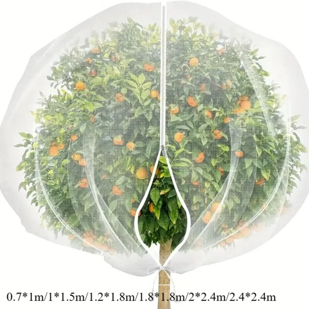 Extra-Thick Fruit Tree Netting Bags Drawstring and Zipper Transparent Mesh Insect Protection Netting Reusable UV Resistant