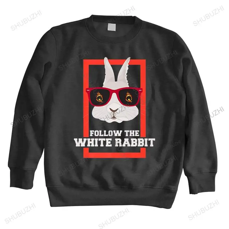 Men streetwear brand cotton sweatshirt black hoody FOLLOW THE WHITE RADDIT mens shubuzhi funny printing hoodies tops euro size