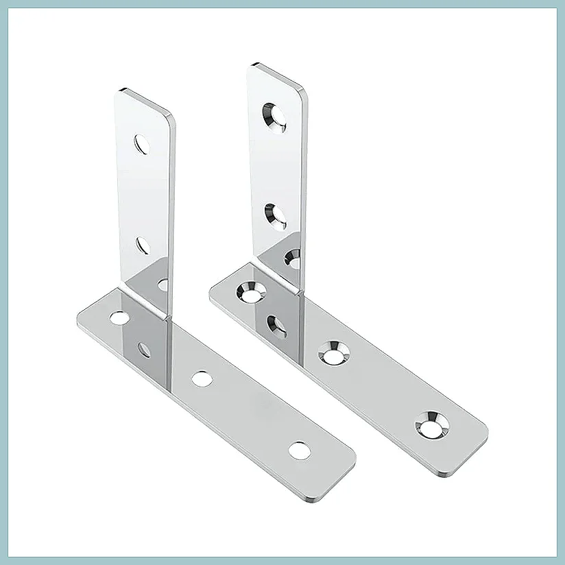 201/304 Stainless Steel T-Shaped Bending Right Angle Bracket Fixed Furniture Connector Corner Code Heavy Duty Support Straigh
