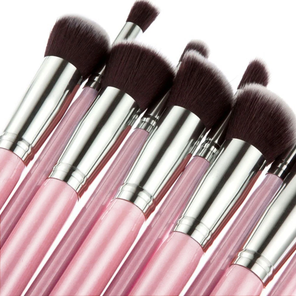 

10pcs Makeup Brush Set Pink Synthetic Hair 14-19Cm Soft Powder Application Brushes Daily Use Makeup Brush Tools
