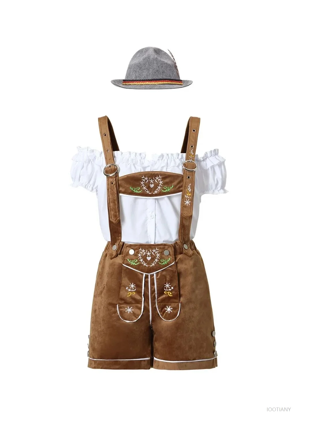 Pantalones de cuero de Oktoberfest para mujer, traje de Cosplay tradicional alemán, pantalones de cerveza para niña, tirantes, Halloween, cerveza bávara, camarera