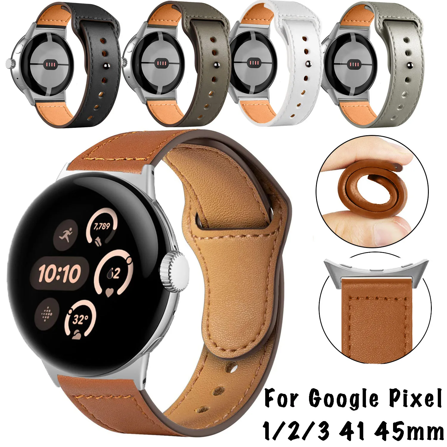 Replace Genuine Leather Strap for Google Pixel Watch 3 45mm Band for Google Pixel Watch 1 2 3 41mm Wristband Women Men Bracelet
