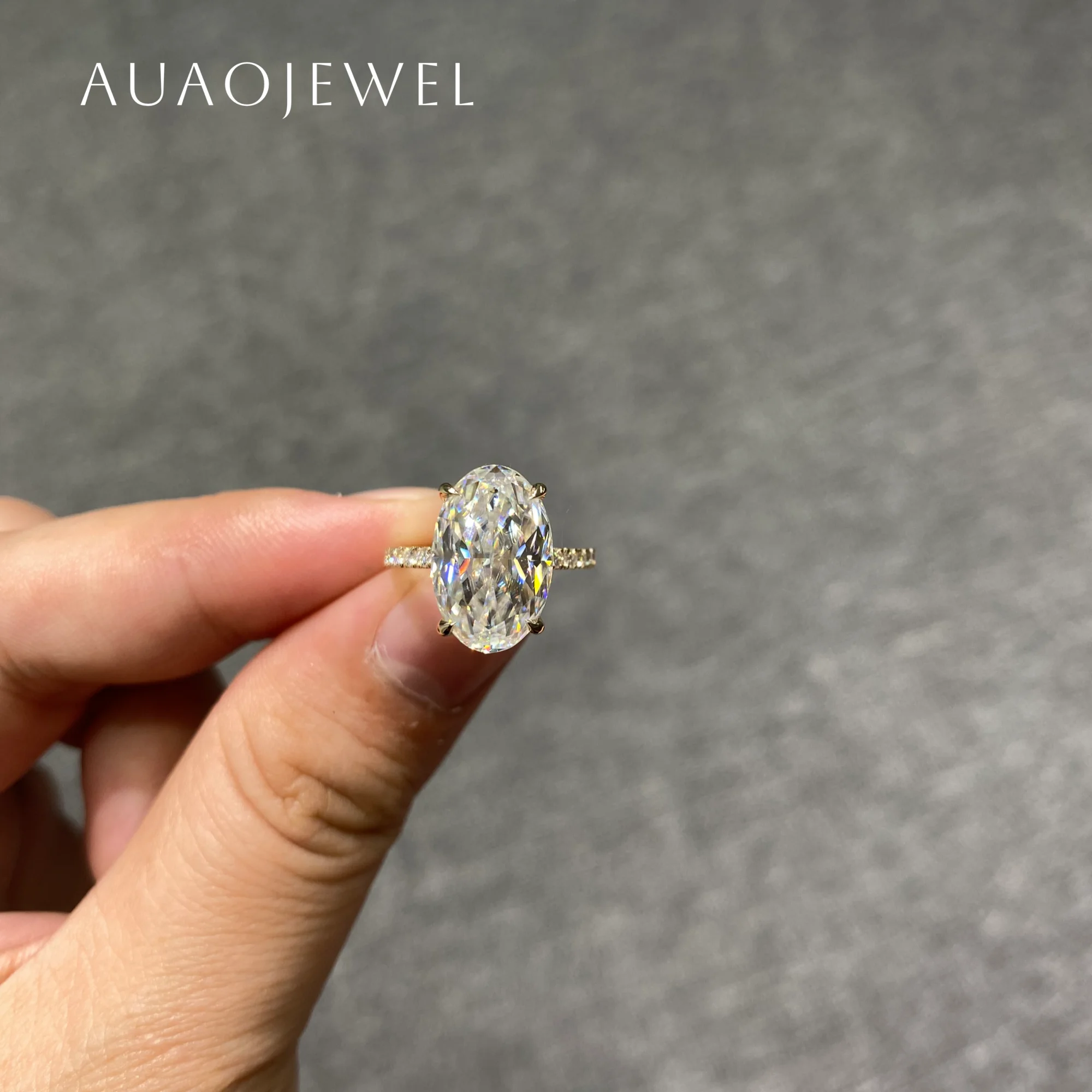 

AUAOJEWEL 7Carat Oval Moissanite Engagement Ring 18K 14K Real Gold Jewelry 925 Sterling Silver Ladies Rings Anniversary Gift