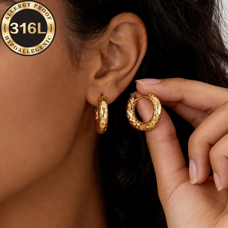 Anti-allergic, stainless steel hypoallergenic Golden earrings, hammer boy star-shaped, anti-fading, high quality, comfortable
