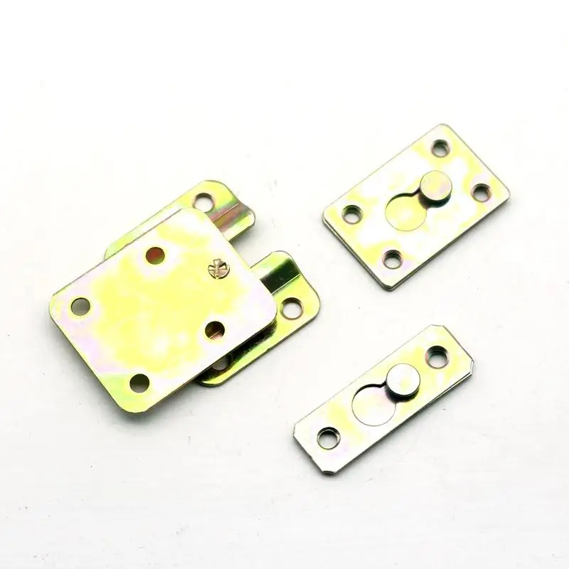 1Set Iron Hook Up Wood Bed Fittings Connectors Bed Brackets Frame Connecting Furniture Hinge Fitting Connector Lock