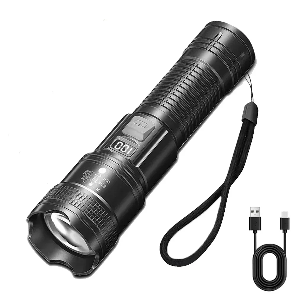 6000000 LM LED Taschenlampe Wiederaufladbare High Power Militärische Taktische Taschenlampe Teleskop Zoom Taschenlampe Lampe Outdoor Camping Laterne