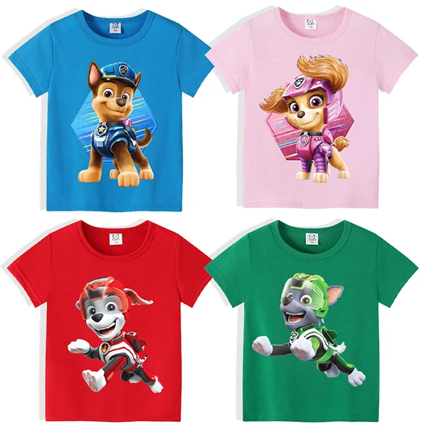 Paw Patrol Fashion T-shirts for Children Anime Cartoon Printing Short Sleeved Shirt Boys Girls Summer Kawaii Top Kids Clothes