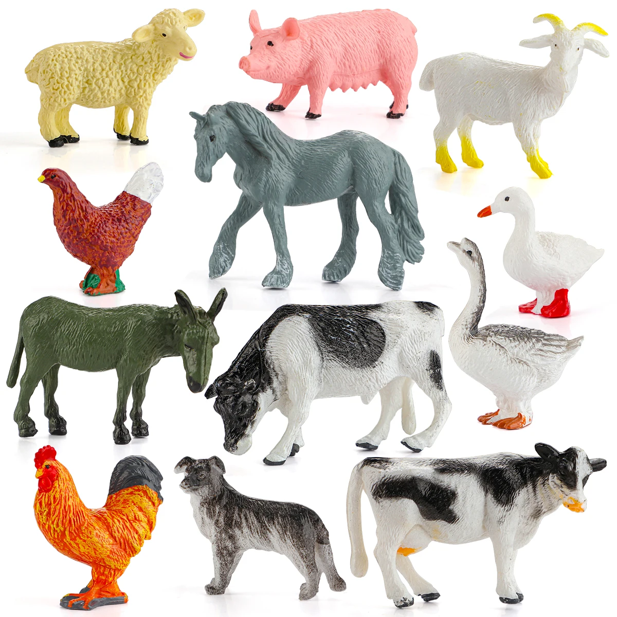 Small Farm Wild Animal Model Lion Tiger Sheep Pig Dog Action Figures PVC Lovely Miniature Playset Education Kid Toys Gift