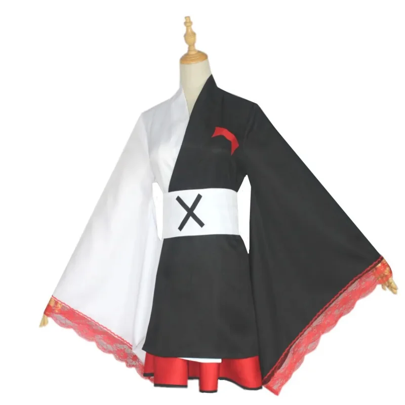 Game Danganronpa black white bear personification cosplay costume Dangan Ronpa daily cosplay clothes red skirt kimono uniform