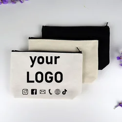 Canvas zipper storage bag stationery document bag money bag cosmetic bag personalized custom size with picture printing logo