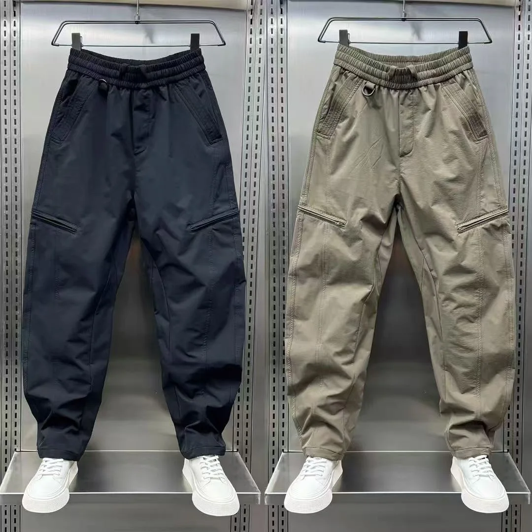 2026 Spring and Autumn Zipper Scimitar Tooling Pants Men's Loose Straight Harlan Pants Outdoor Versatile Casual Pants