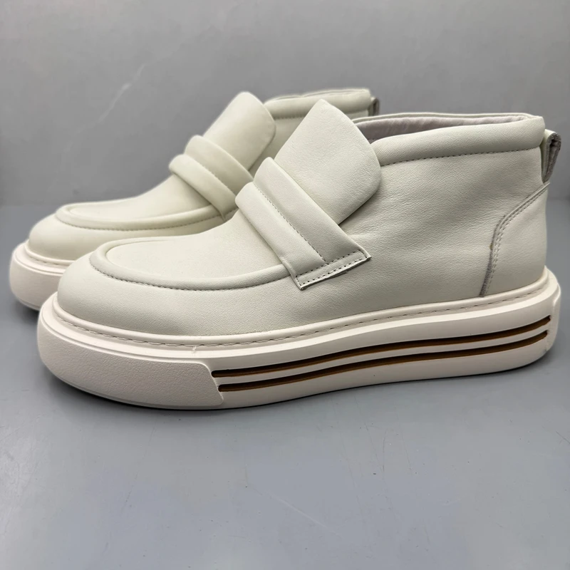 

High-Quali Rare Men's Chelsea Boots Boot Thi Bot Lightweight Slip-On Cowhide High-Top oes Casual round Toe