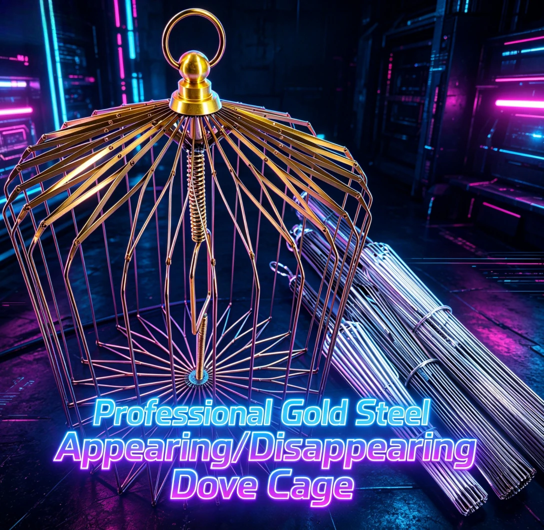 ‌-プロ仕様-ゴールドスチール製-出没鳩ケージマジック-ステージイリュージョン-トリック小道具-マジシャン用-クローズアップステージマギア