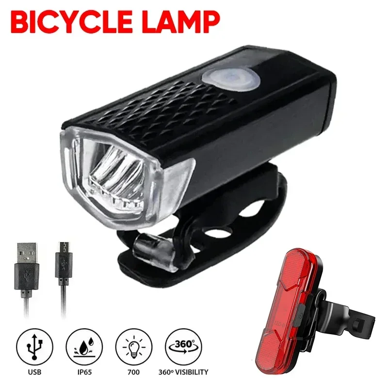 

Ultralight Bike Light Set USB Rechargeable Mountain Road Bicycle Headlight & Taillight Waterproof Mtb Front Lamp Cycling Lantern