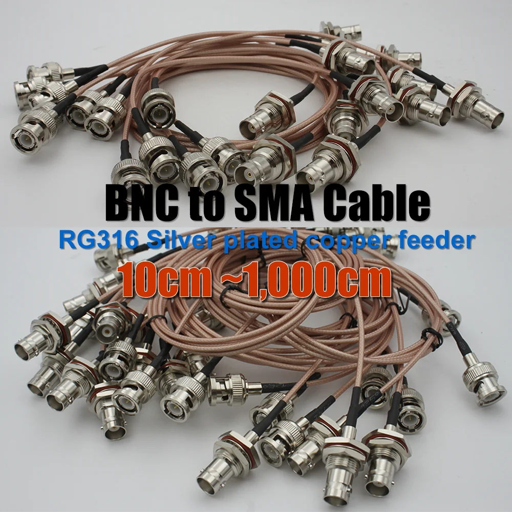 RG316 Pigtail Cable BNC męski do BNC żeński Prosty przedłużacz połączeniowy FPV do kamery CCTV HD-SDI 3G-SDI Vedio