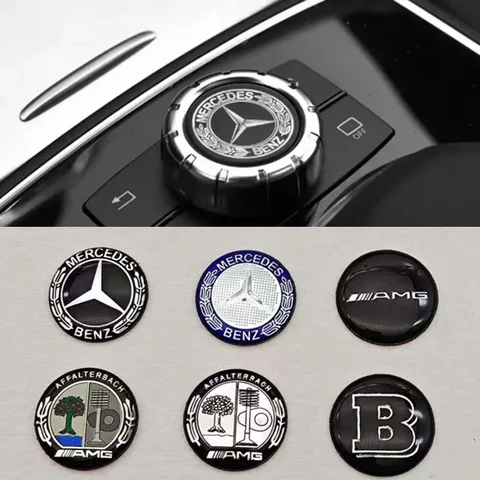 29mm Logo Auto Multimedia Knopf Emblem Abzeichen Aufkleber Für Mercedes Benz AMG W124 W140 W163 W203 W204 W205 GLA GLC GLE CLA CLK CLS
