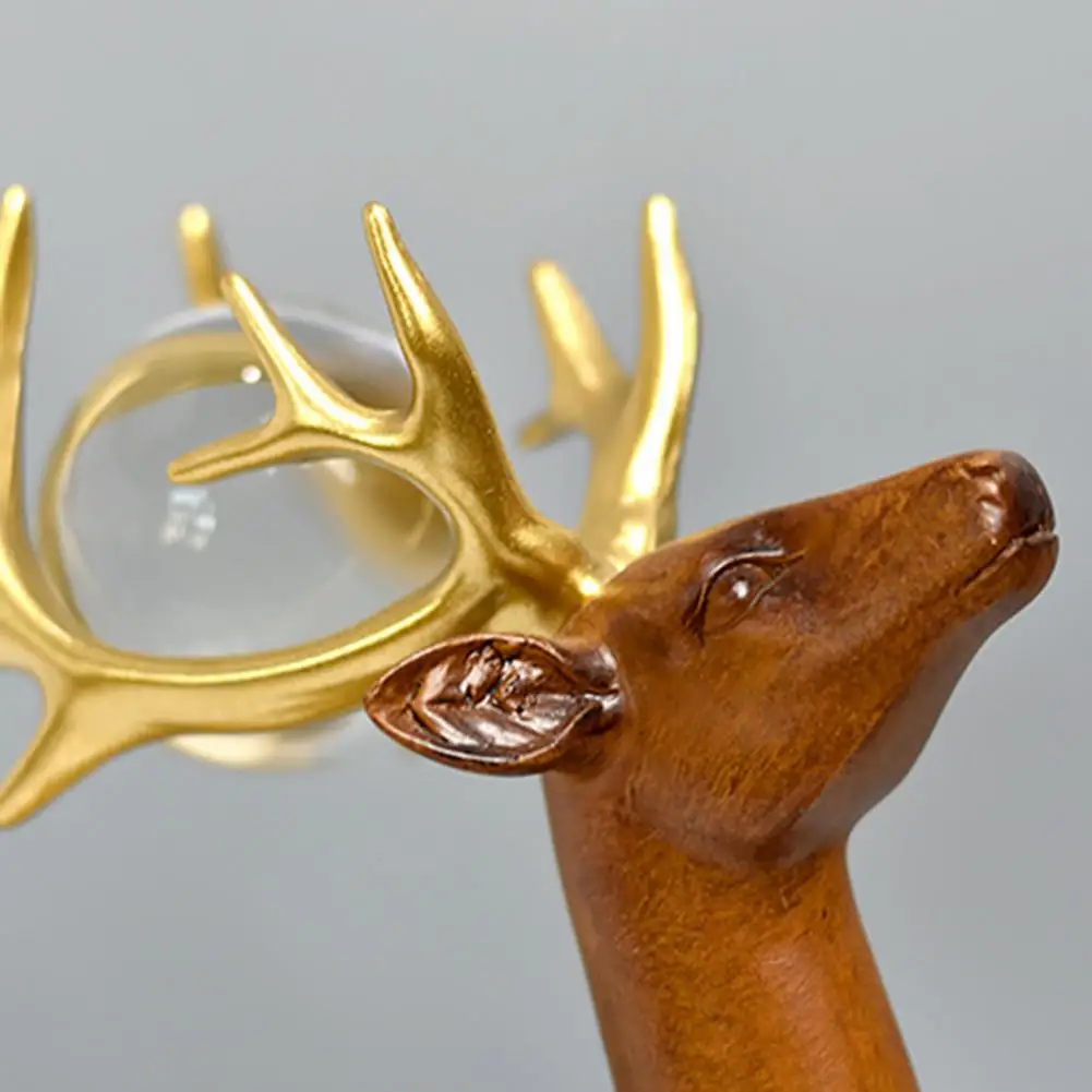 Good Luck Charm Deer Ornament 2pcs Wealth Deer Figurines Set Fortune Deer Resin Ornaments Modern Artistic Tabletop for Birthday