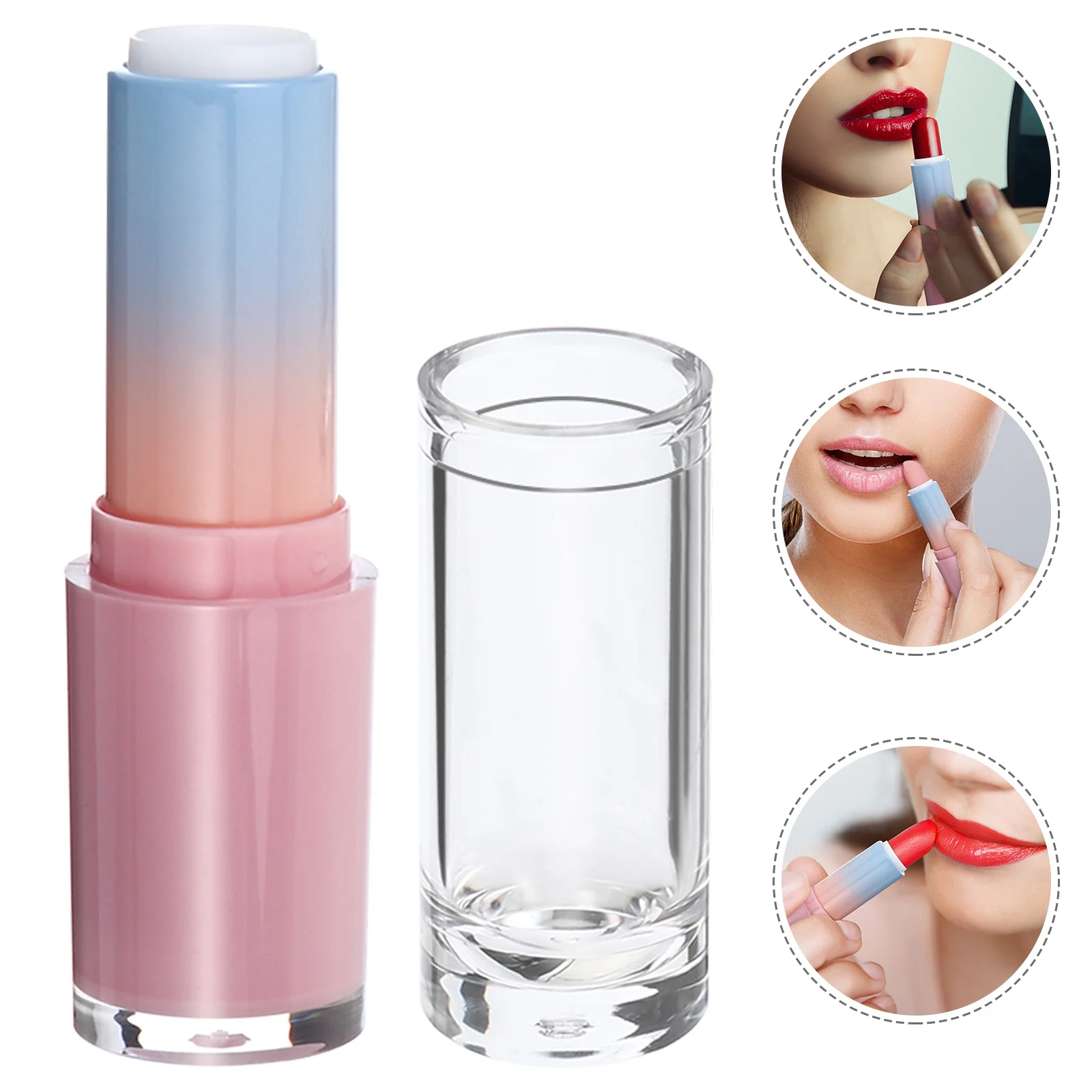 5 Pcs Lipstick Tube Balm Container Filling Empty Reusable DIY Plastic Containers Gradient Tubes