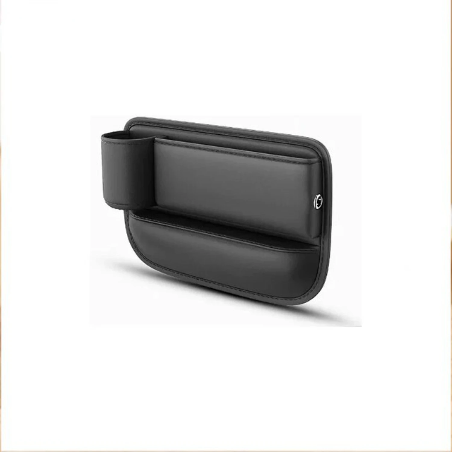 Luxurious Black Leather Car Clamp Box with Secure Water Cup Slot for Stylishly Organizing Your Belongings