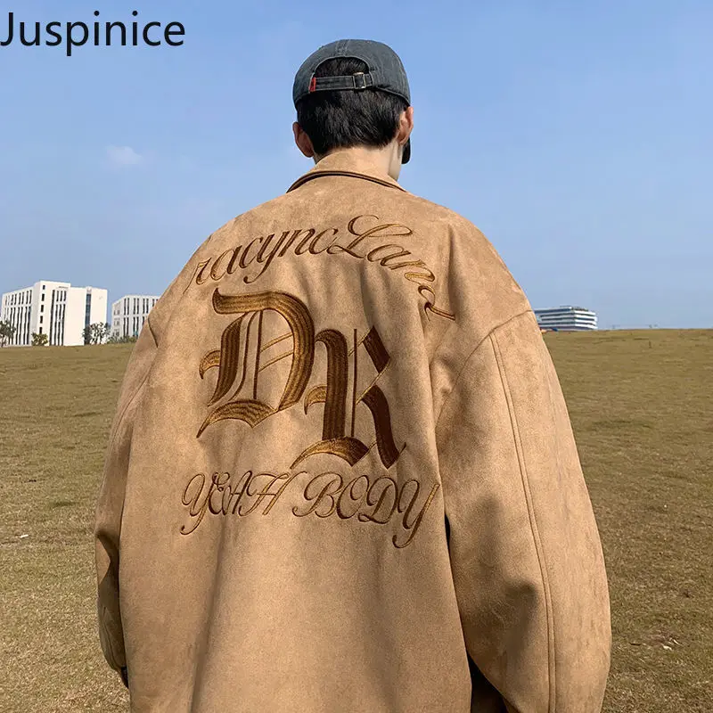 

Juspinice 2025 Suede Jacket Men's Autumn and Winter Loose Japanese Cityboy Hong Kong Style Retro Coat Male Clothing