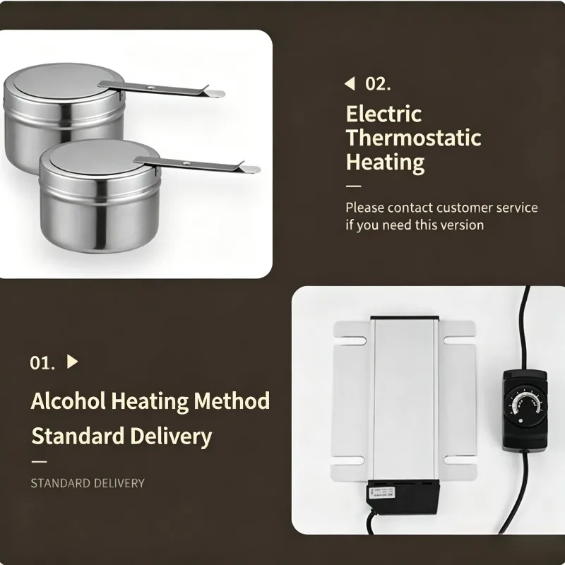 Stainless Steel Chafing Dish Foldable Alcohol Burner Buffet Stove Single & Double Grid Food Warmer for Catering