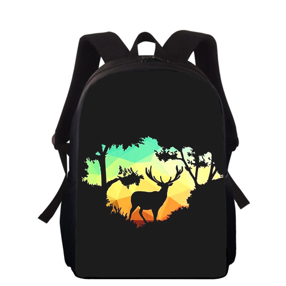 3D Animal Print Sacos de Escola Primária para Meninos e Meninas, Cute Deer Backpack, Estudantes Sacos De Livro, 16"