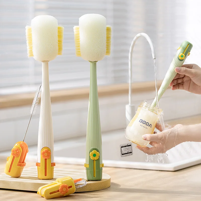 5-in-1cup Washing Tool for Household Use Multifunctional Cup Brush Water Cup Thermos Cup Brush Milk Bottle Cleaning Sponge Brush