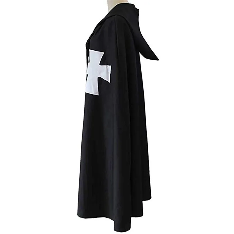 Adult Halloween Medieval Costume Robe Knights Templar Cloak Hospitaller Tunic Cape