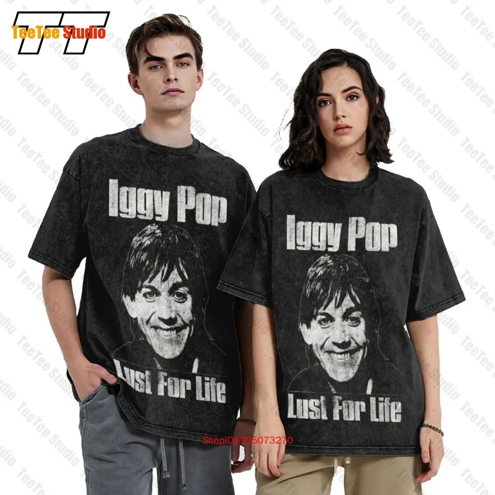 تي شيرت Iggy Pop Lust For Life للرجال مرخص من Rock N Roll Band Stooges Vintage كبير الحجم E2KG