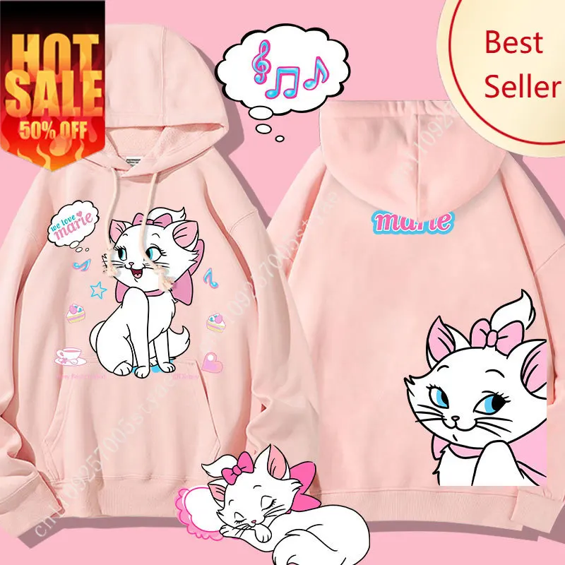 

Disney The AristoCats Sweater Disney Marie Women's Small Autumn Winter Hooded Jacket Girls' Clothes Cute Cartoon Comfortable
