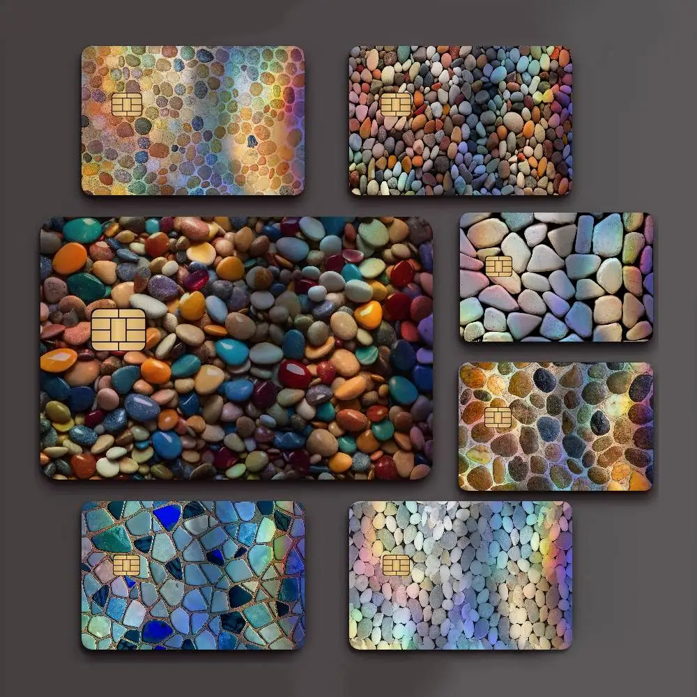 Stones and Floor Tiles Printing Trendy Laser Glitter Bank Card Stickers All Match Multi Purpose Use