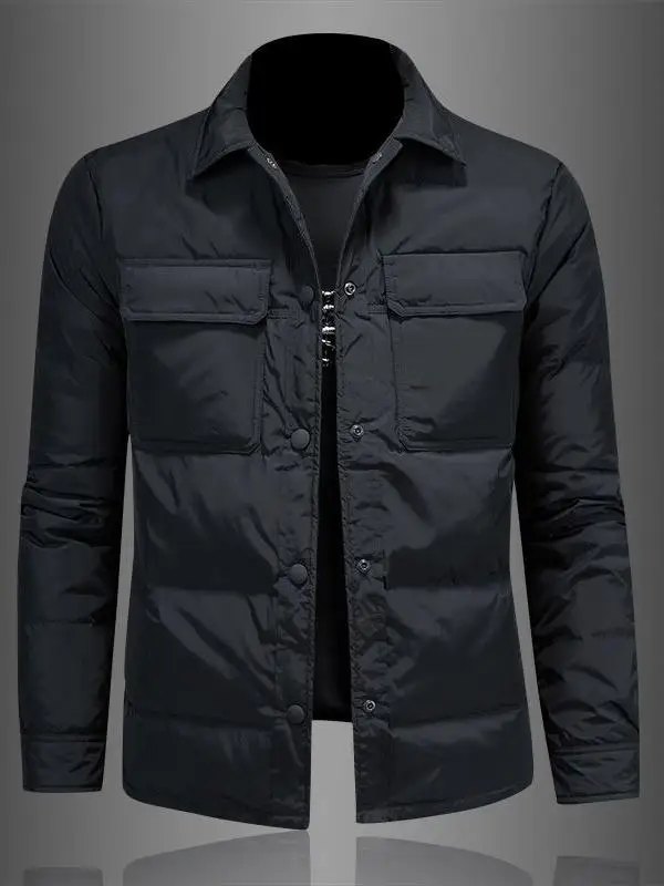 

Faionable Slim Fit Casual Collar Jaet Men's Autumn Winter New Sle Bla Busin Versatile Coat Youth Urban Sle Cotton