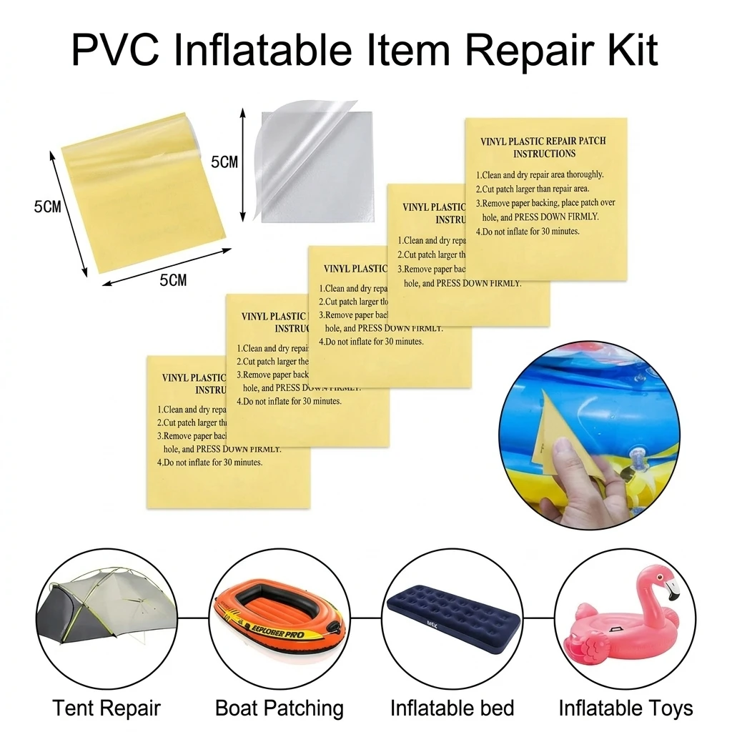 Inflatable Repair Patches Waterproof Swimming Pool Leak Fix Kit for Kids Adults 100pcs PVC Self Adhesive Patch Durable