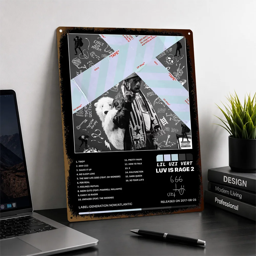 Lil Uzi Vert Luv Is Rage 2 Aluminum Poster Graphic Wall Art For Listening Room Or Bedroom Personalized Metal Sign Birthday Gift