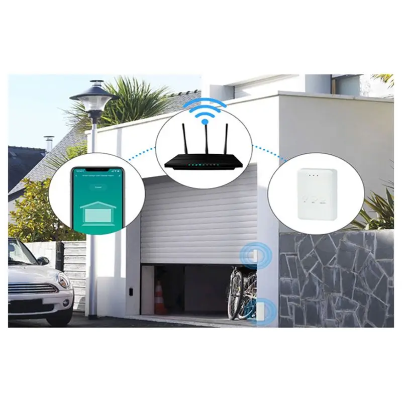 DT51 Tuya WiFi Smart Universal Garage Door Opener, Wireless Garage Door Controller with Door Sensor, Works with Alexa for Google