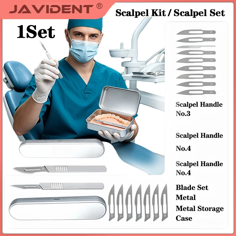 100Pcs Dental Medical Surgical Blade Scalpel Blades Knife Handle Holder Dissection Beauty DIY Cutting Phone Repair Carving