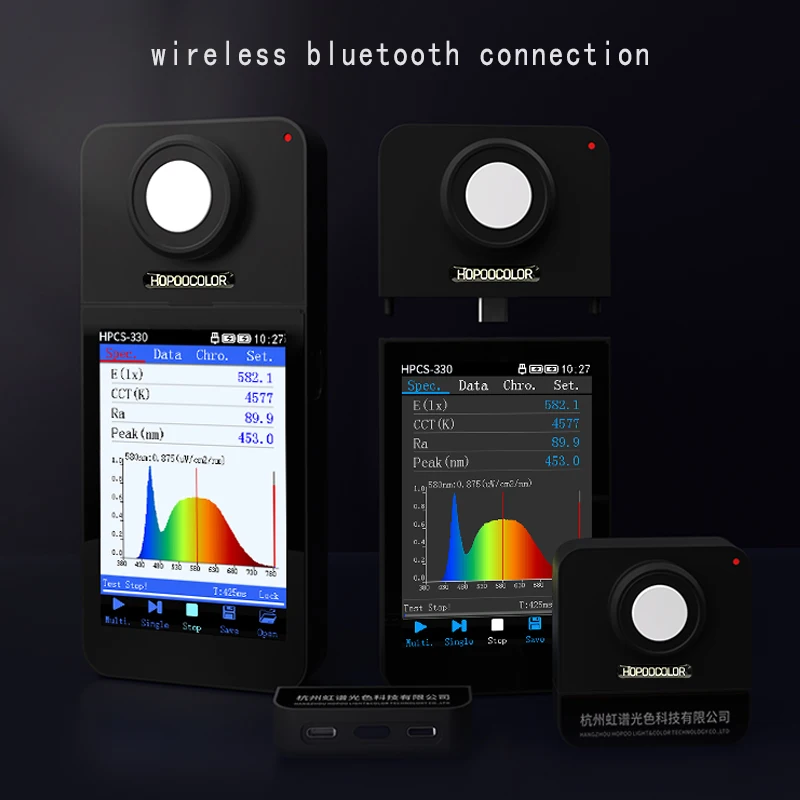 Wireless Bluetooth Connection CCT CRI LightMeter Spectrum Measurement Analyzer Spectrometer HPCS330