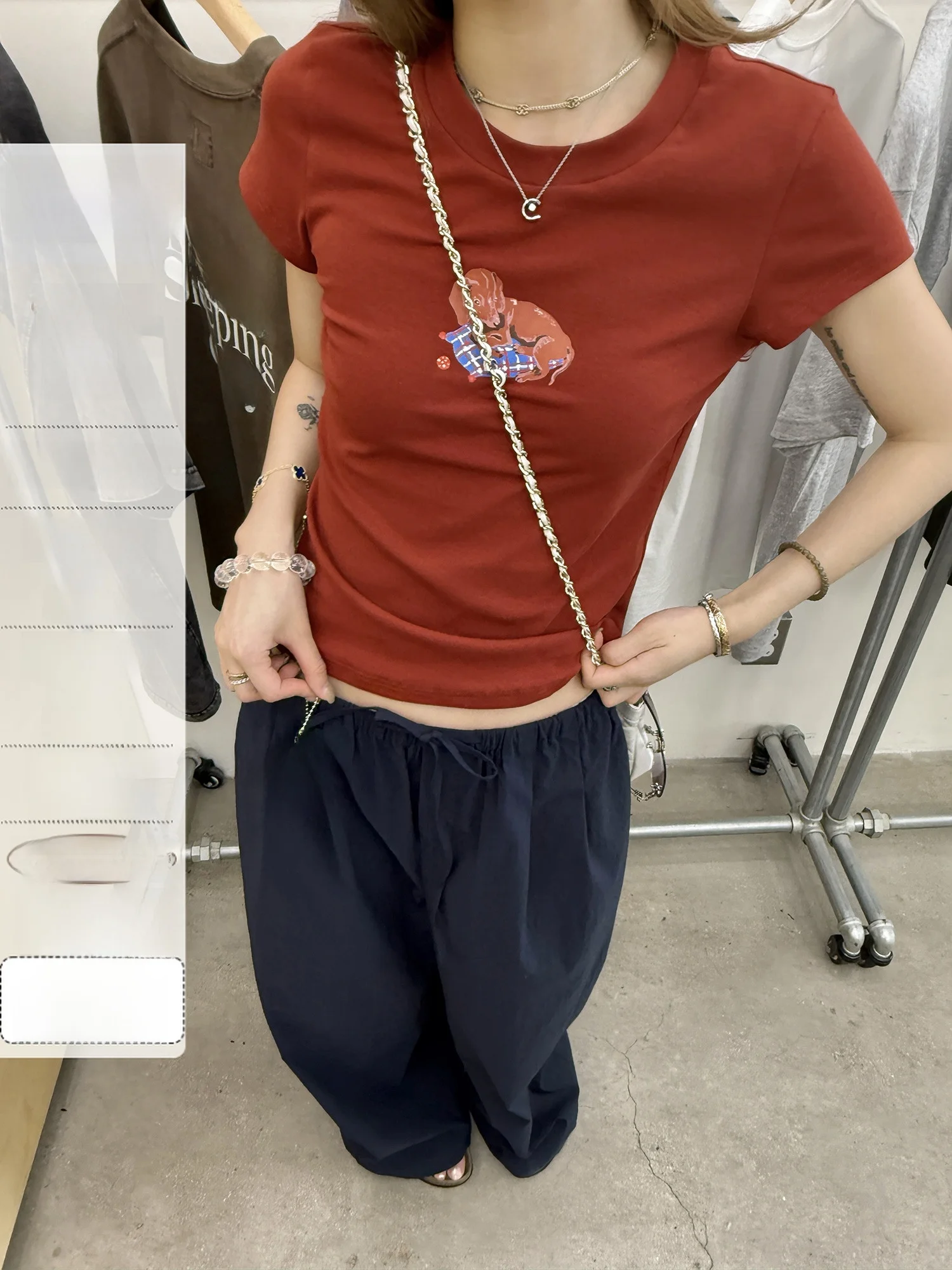 

Эластичная облегающая футболка с принтом собаки в стиле ретро, красная футболка ort Sve Base, женский повседневный эластичный топ из смеси хлопка