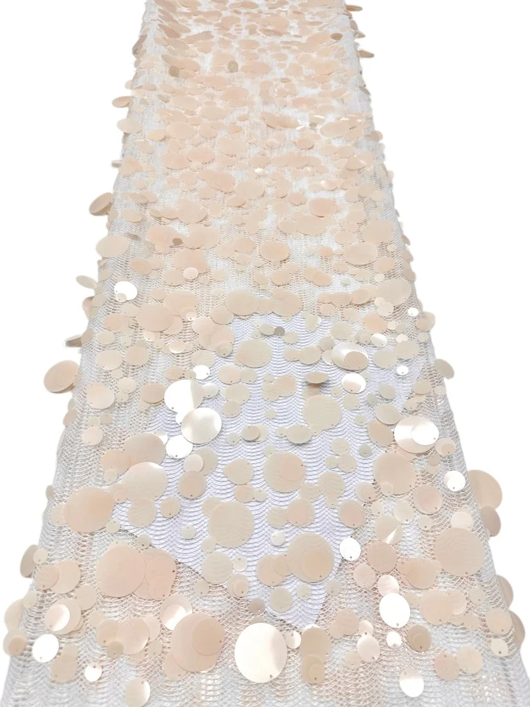Super Sale Sequins Embroidered Lace Fabric Heavy Paillete Tulle Mesh for Wedding Latest African Popular Embroidery Design