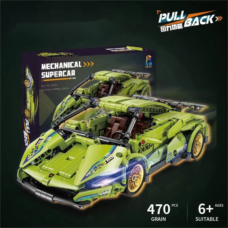 Technical Super Racing Car Model Building Blocks Automobile Pull Back DIY MOC Vehicle Bricks Children Construction Toys
