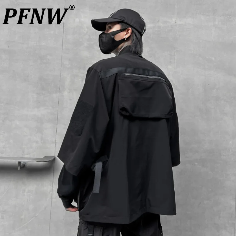 

Мужская Черная Рабочая куртка PFNW Darkwear с рукавом, свободного покроя, с карманами, 12C1494