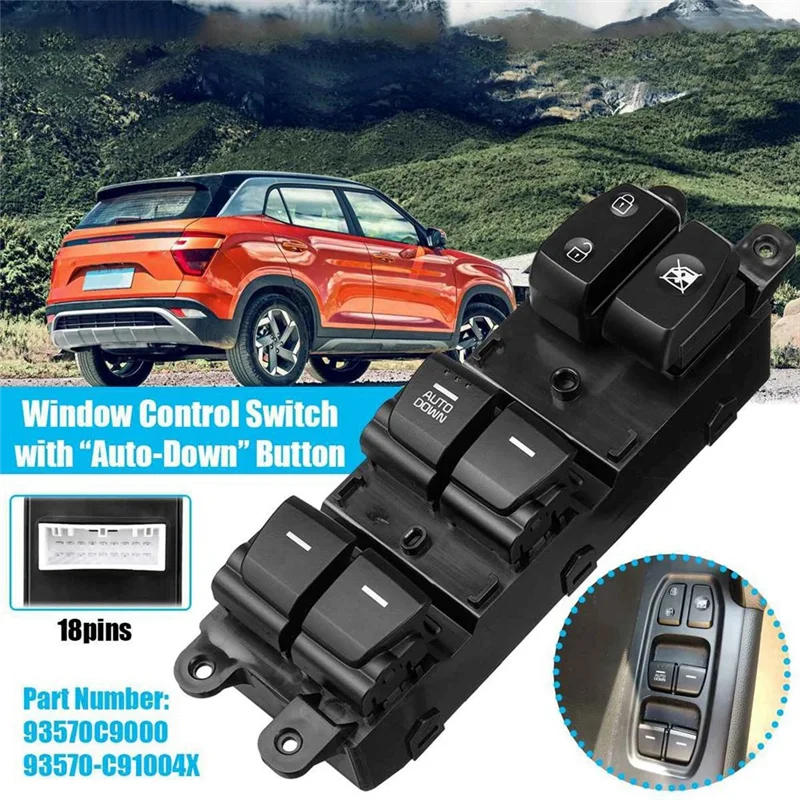 

Переключатель управления стеклоподъемником автомобиля в сборе с подсветкой, подходит для Hyundai Creta IX25 2014-2019 93580-C9000