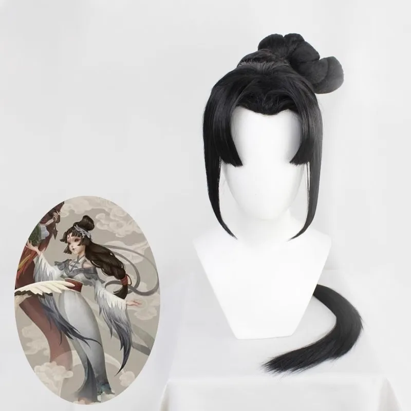 Identity V Geisha Crane Skin cosplay wig with fixed hair bun Halloween gift