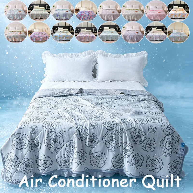 

Printed Cooling Summer Blanket,Botanical Floral Print Summer Air Conditioner Quilt,Machine Washable,Skin-friendly and Breathable