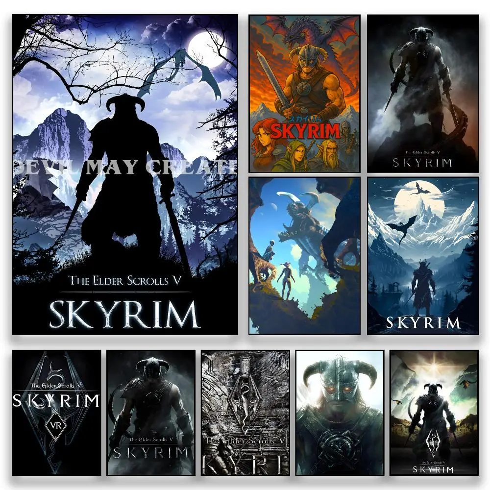 Game T-The Elder Scrolls V: Skyrim Immersive Story Poster HD Wall Decor for Bedroom Living Room Dorm Bar Cafe Gift