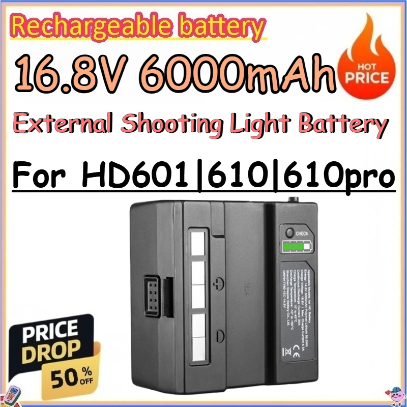 

16.8V 6000mAh External Shooting Light Battery for HD601|610|610pro Replace Rechargeable Lithium Batteries
