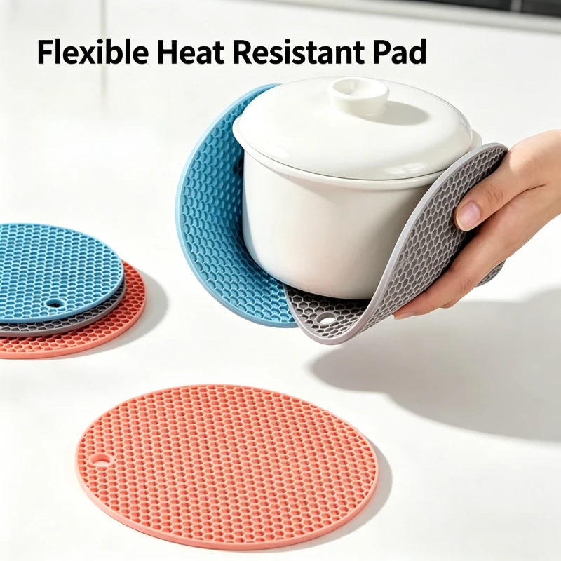 1/2/3PCS  Multifunctional Heat‑Resistant Silicone Mat Non‑Slip Hot Pot Cup Coaster Practical Home Kitchen Table Protector