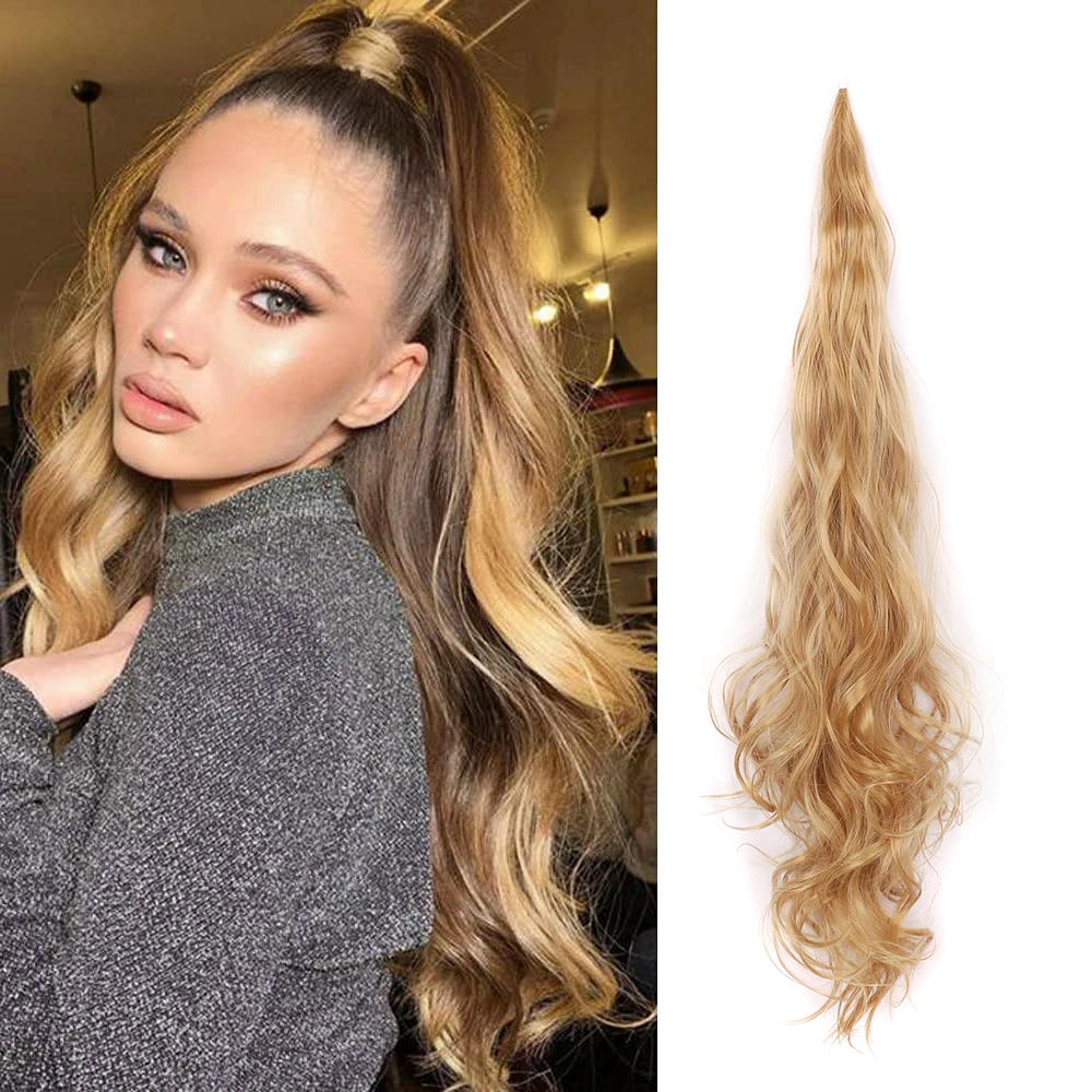 

Women's Long Wavy Ponytail Extensions Tip Hair Tail Extensions Curly Grey Hairpieces 32inch 110grams
