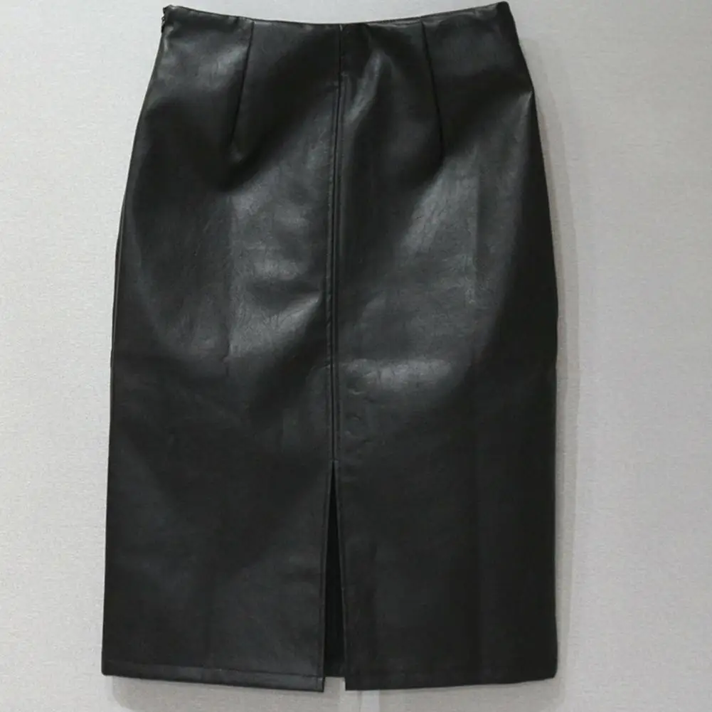 

Pencil Skirt Comfy Wearing Office Skirt Slit Hem Design Slim Fitting Useful Solid Color Office Pencil Skirt